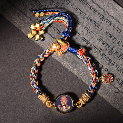 Tibetan Wealth God Wuye Five Color Handwoven Bracelet for Abundance and Empowerment