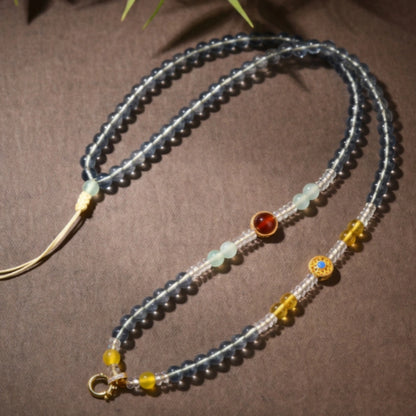 Mystic Aura Beaded Necklace Simulated Aquamarine Crystal Empowered Energy Jewelry