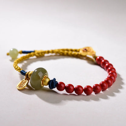 Modern Lucky Charm Hetian Jade Red Cinnabar Bracelet for Women Empowerment and Protection