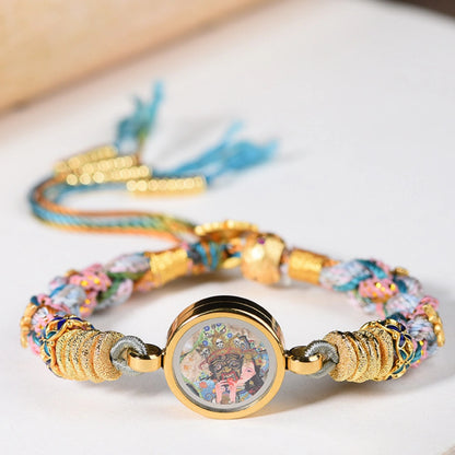Tibetan Gau Box Braided Bracelet Multicolor Cord Thangka Pendant Empowerment Jewelry