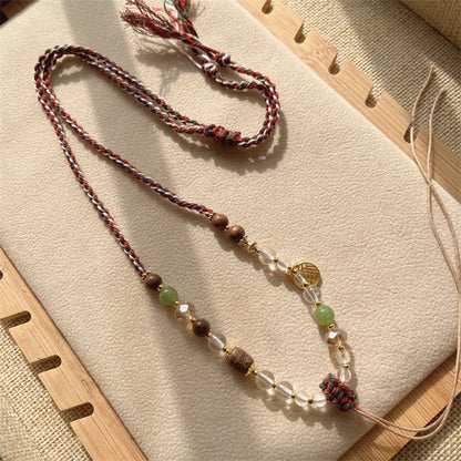 Mulstio Tibetan Hand Woven Pendant Necklace Cord Clear Quartz Crystal Spiritual Empowerment Amulet