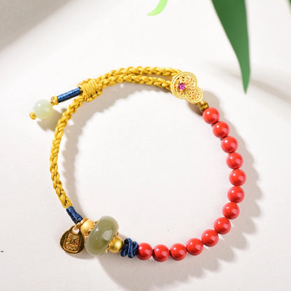 Modern Lucky Charm Hetian Jade Red Cinnabar Bracelet for Women Empowerment and Protection
