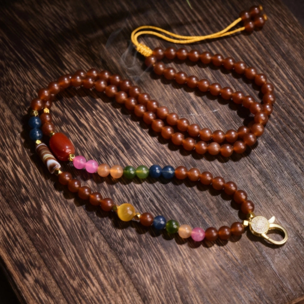 Sugar Chalcedony Beaded Necklace Multi Gemstone Empowerment Jewelry