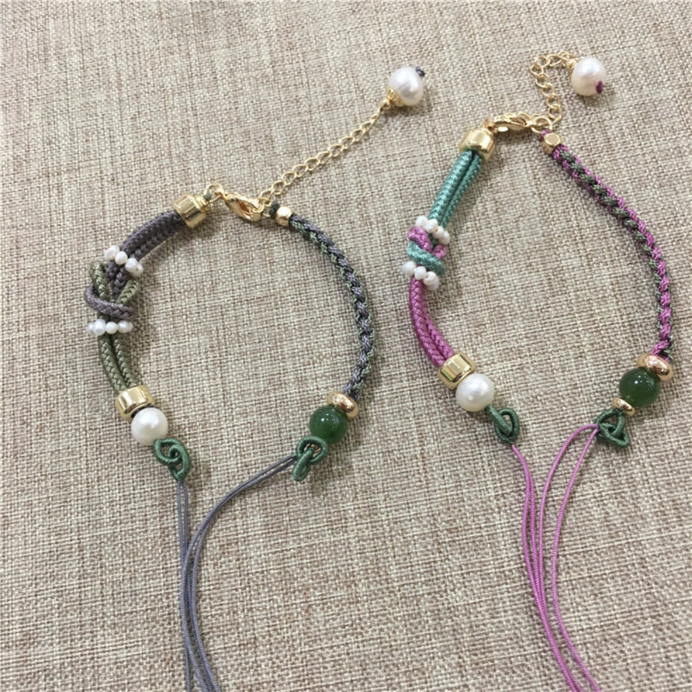 Mulstio Ruyi Knot Pearl Bracelet Hand Woven Spiritual Empowerment Jewelry for Career Growth