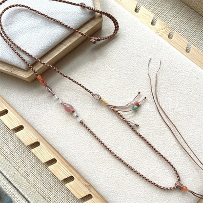 Mulstio Nanhong Agate Teardrop Energy Necklace Hand Woven Spiritual Healing Amulet Cord