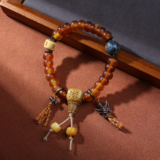 Tibetan Style Weathered Sheep Horn Bracelet Beaded Empowerment Jewelry