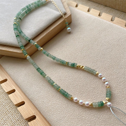 Beaded Choker Necklace Green Aventurine Abacus Beads Abundance Empowerment Jewelry