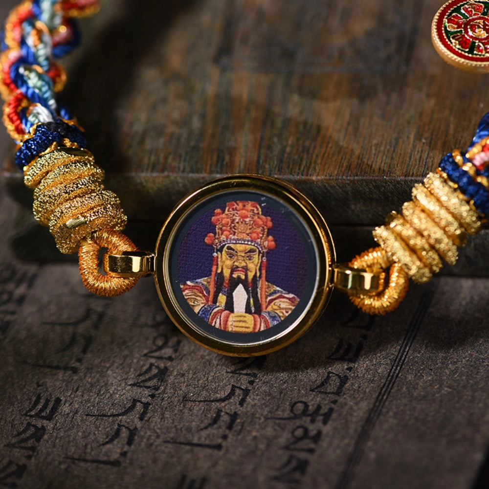Tibetan Wealth God Wuye Five Color Handwoven Bracelet for Abundance and Empowerment