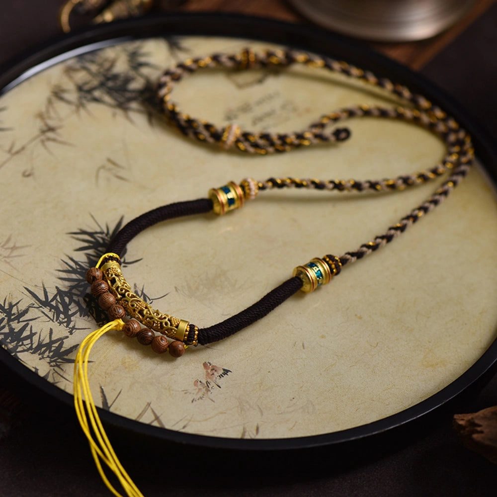 Handmade Tibetan Braided Necklace Cord Cotton Thread Amulet Holder for Inner Peace Empowerment