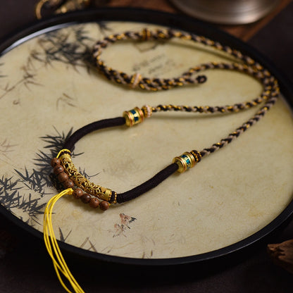 Handmade Tibetan Braided Necklace Cord Cotton Thread Amulet Holder for Inner Peace Empowerment