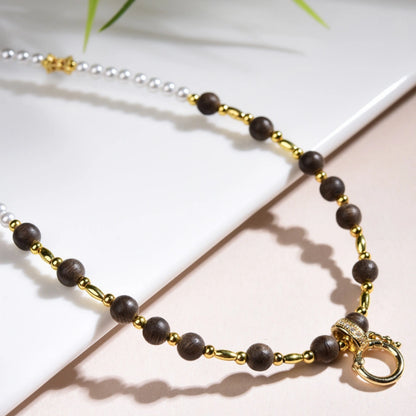 Mulstio Neo Chinese Pearl Choker Agarwood Beads Inner Peace Empowering Necklace