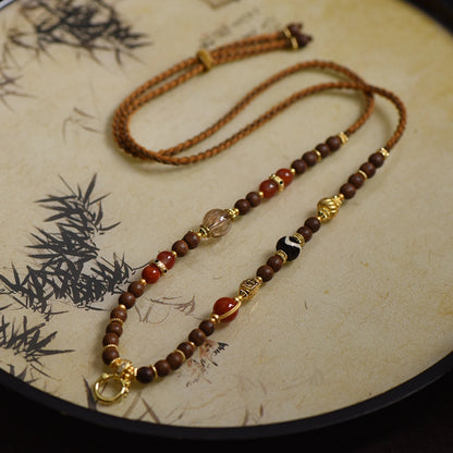 Mulstio Sandalwood Energy Pendant Chain Handwoven Carnelian Necklace Modern Women Empowerment Cord