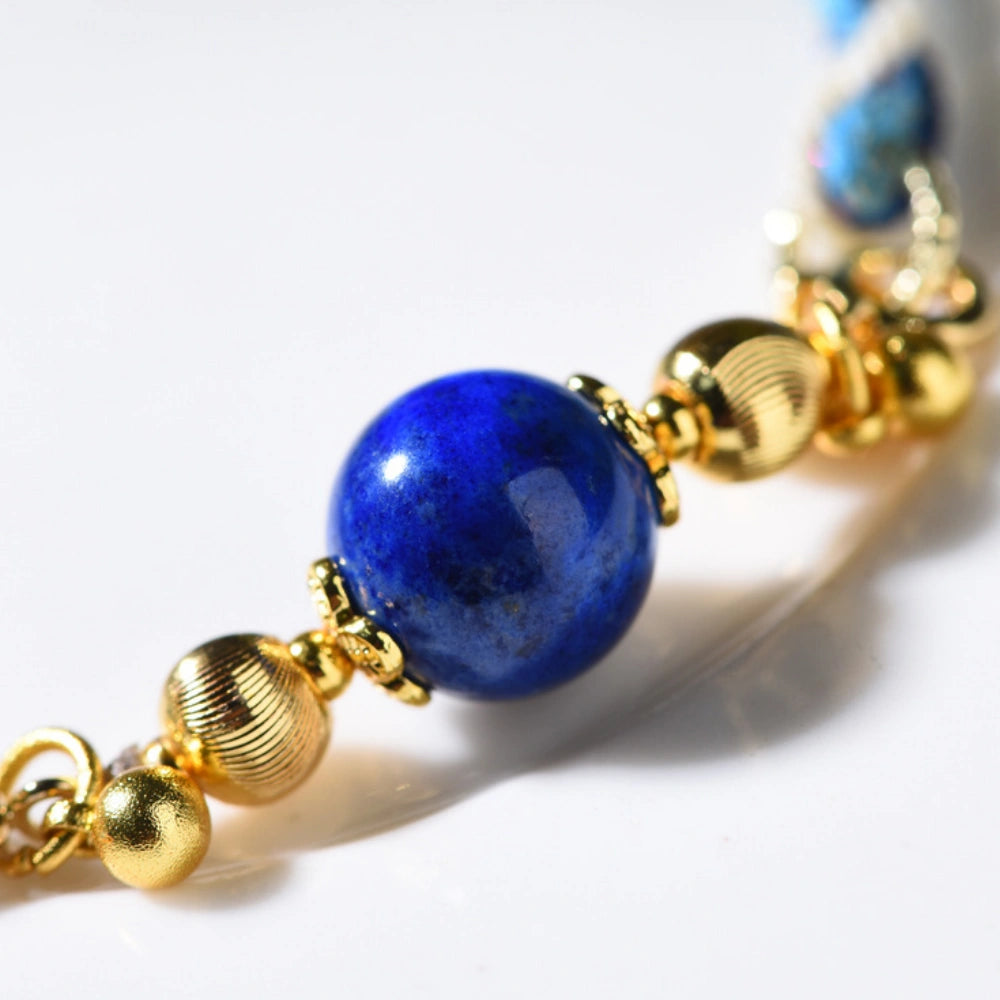 Handmade Braided Red Nanhong Agate & Blue Lapis Lazuli Empowerment Bracelet Mulstio Heritage Collection