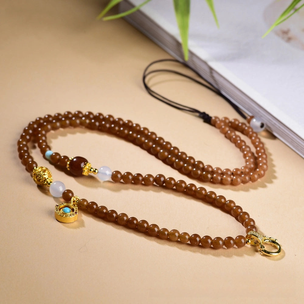 Mulstio Vintage Caramel Chalcedony Multi Wear Energy Necklace for Women Empowerment
