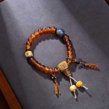Tibetan Style Weathered Sheep Horn Bracelet Beaded Empowerment Jewelry