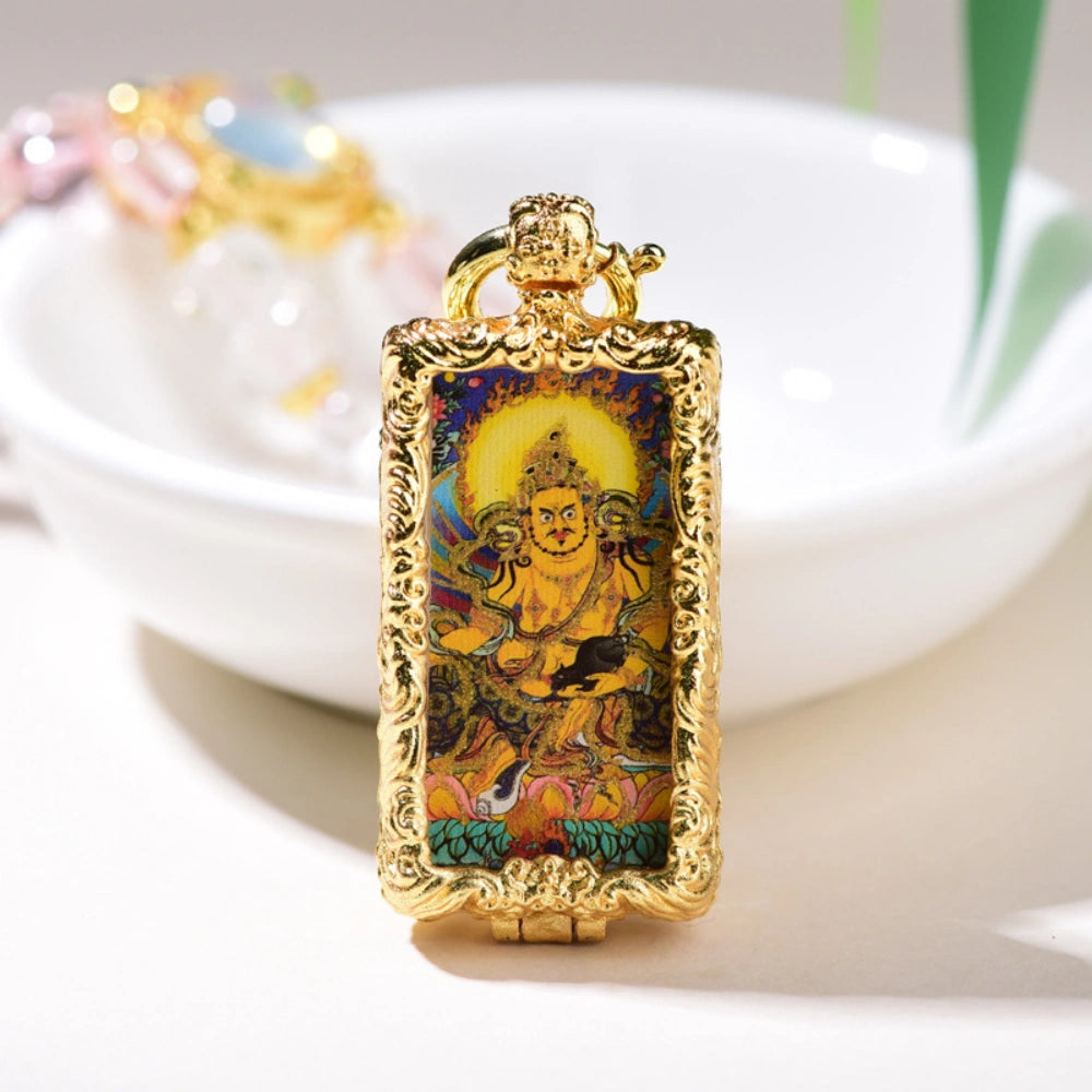 Handcrafted Colored Glaze Bead Necklace with Reversible Thangka Pendant – Universal Quick-Release Clasp