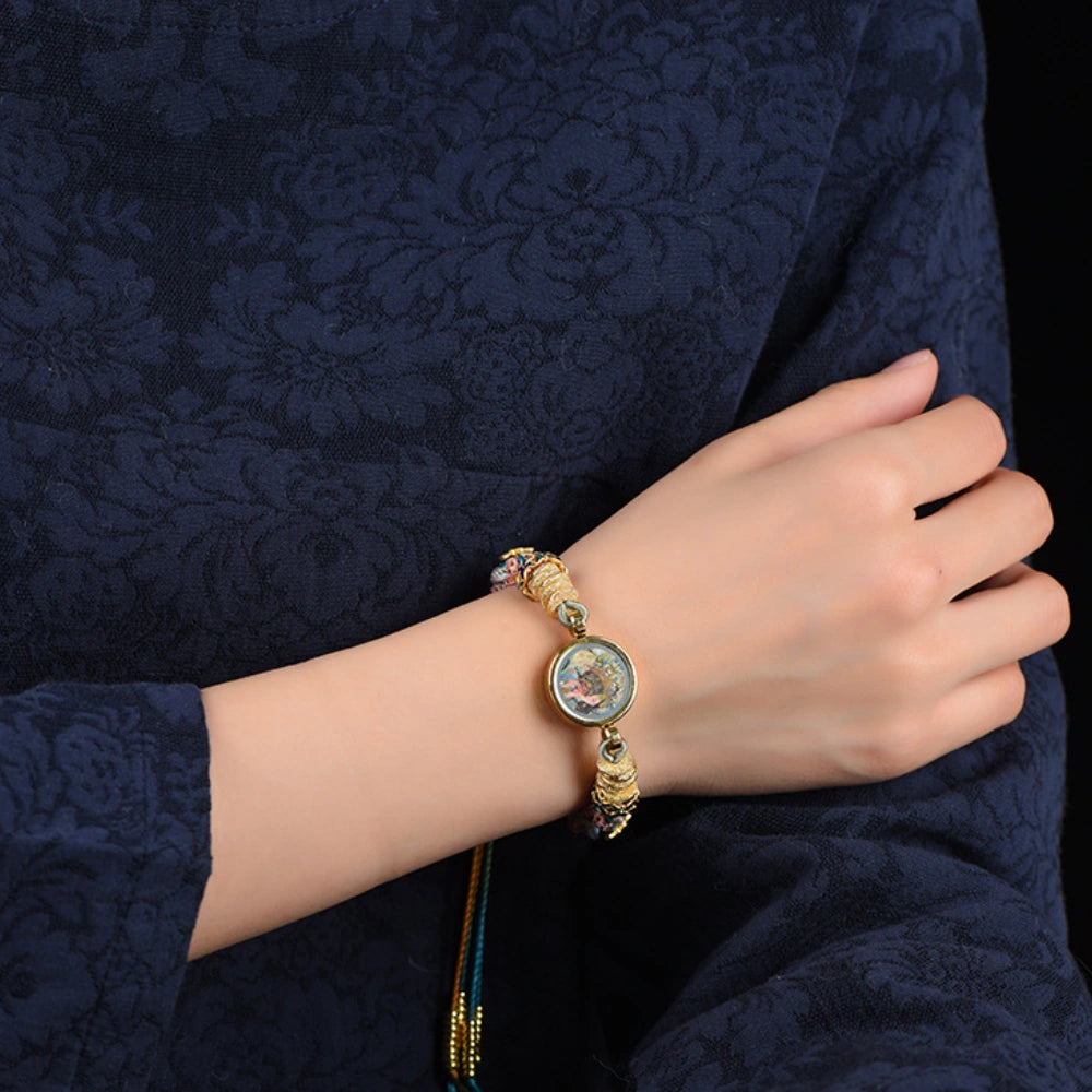 Tibetan Gau Box Braided Bracelet Multicolor Cord Thangka Pendant Empowerment Jewelry