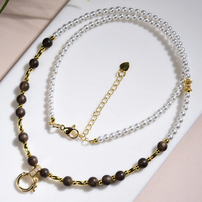 Mulstio Neo Chinese Pearl Choker Agarwood Beads Inner Peace Empowering Necklace