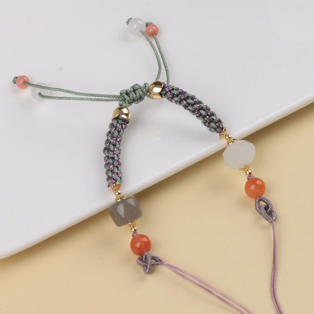 Mulstio Ruyi Intention Braided Cord Bracelet Natural Agate Quartz Empowered Abundance