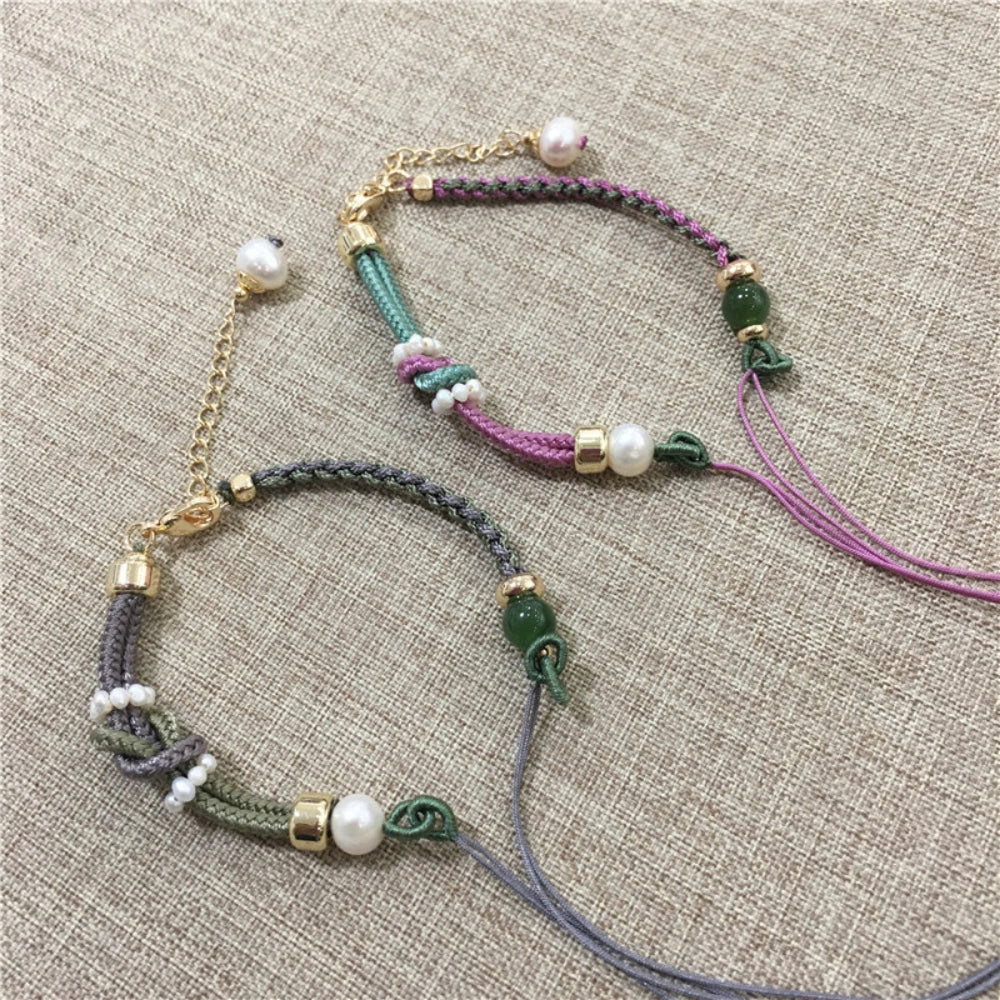 Mulstio Ruyi Knot Pearl Bracelet Hand Woven Spiritual Empowerment Jewelry for Career Growth