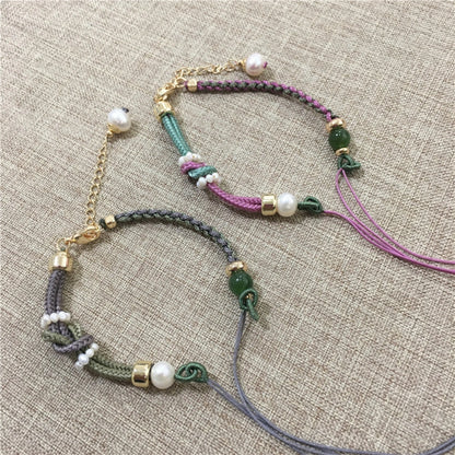 Mulstio Ruyi Knot Pearl Bracelet Hand Woven Spiritual Empowerment Jewelry for Career Growth
