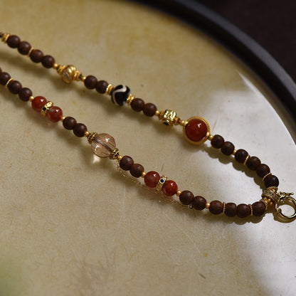 Mulstio Sandalwood Energy Pendant Chain Handwoven Carnelian Necklace Modern Women Empowerment Cord