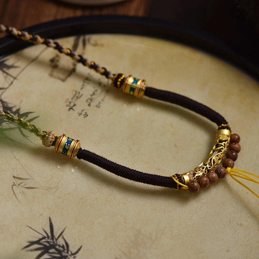 Handmade Tibetan Braided Necklace Cord Cotton Thread Amulet Holder for Inner Peace Empowerment