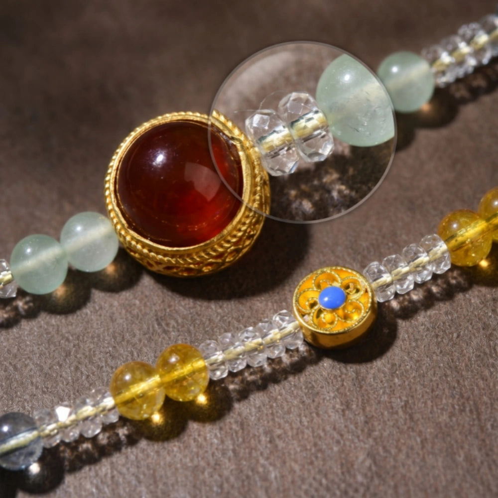 Mystic Aura Beaded Necklace Simulated Aquamarine Crystal Empowered Energy Jewelry