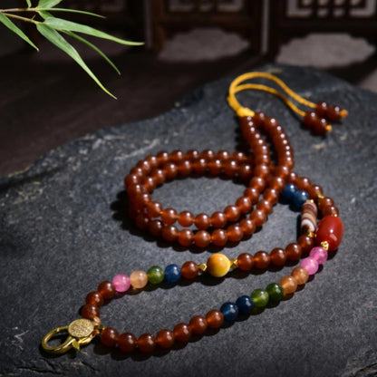 Sugar Chalcedony Beaded Necklace Multi Gemstone Empowerment Jewelry