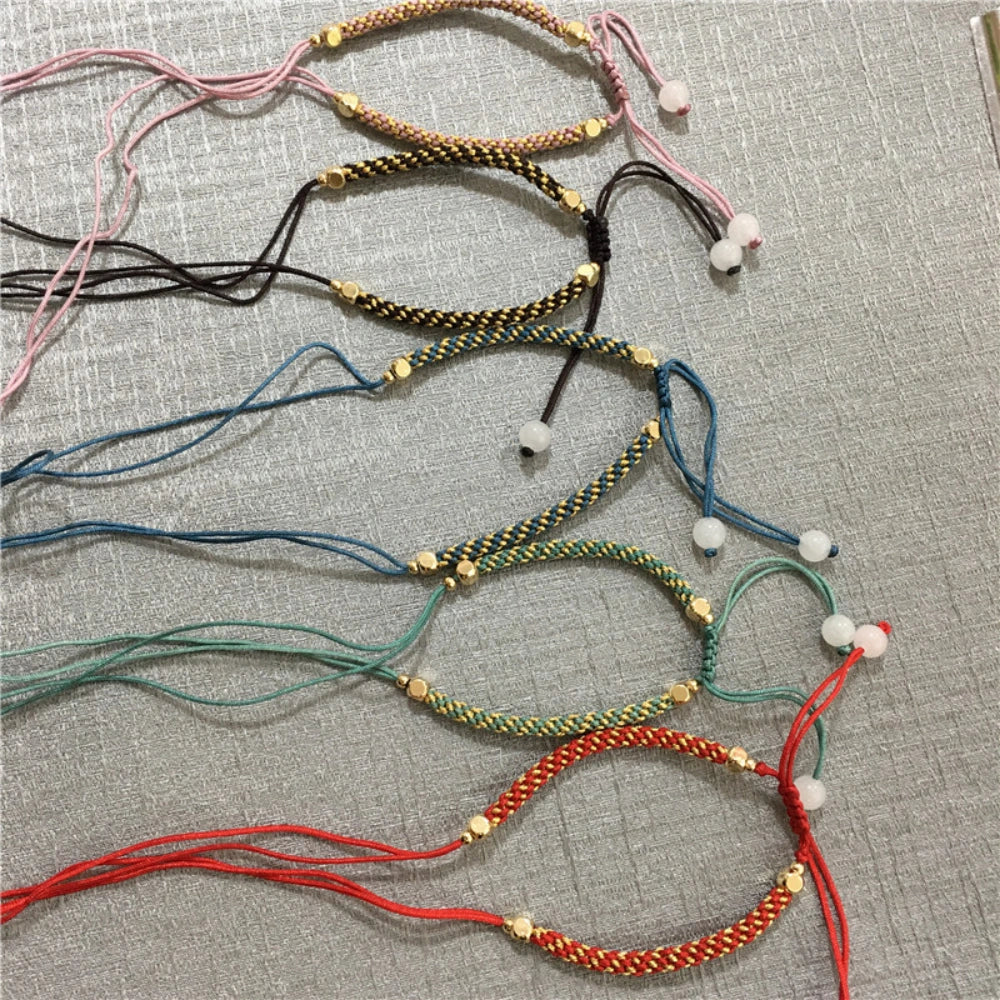Mulstio Handcrafted Adjustable Cord Bracelet White Jade Spiritual Empowerment Amulet