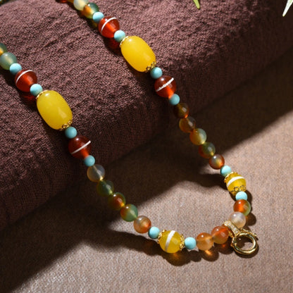 Handcrafted Agate Bead Necklace Protection Amulet Chain Empowerment Jewelry