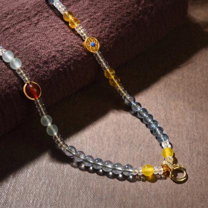 Mystic Aura Beaded Necklace Simulated Aquamarine Crystal Empowered Energy Jewelry