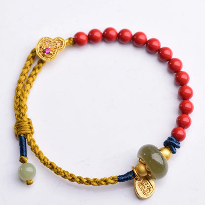 Modern Lucky Charm Hetian Jade Red Cinnabar Bracelet for Women Empowerment and Protection