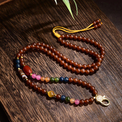 Sugar Chalcedony Beaded Necklace Multi Gemstone Empowerment Jewelry