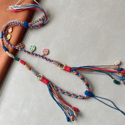 Mulstio Five Wealth Gods Tibetan Woven Necklace Cord Empowering Spiritual Multi Color Amulet Pendant Rope