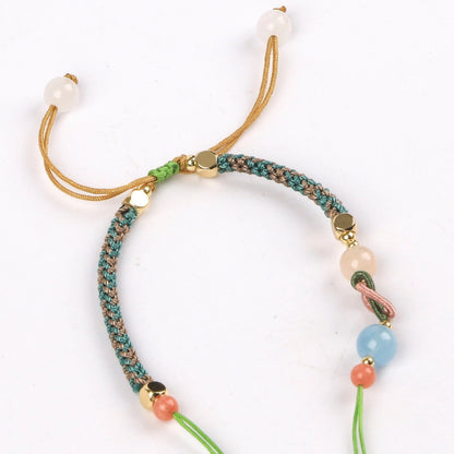Mulstio Gradient Hand Woven Crystal Pendant Cord Necklace Spiritual Empowerment Amulet