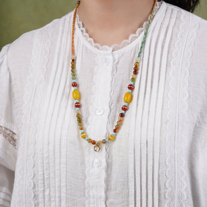 Handcrafted Agate Bead Necklace Protection Amulet Chain Empowerment Jewelry