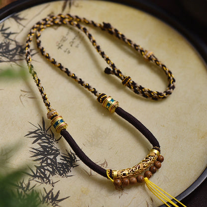 Handmade Tibetan Braided Necklace Cord Cotton Thread Amulet Holder for Inner Peace Empowerment
