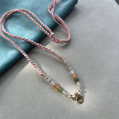 Mulstio Handwoven Yanyuan Agate Healing Crystal Necklace Cord for Women Empowerment