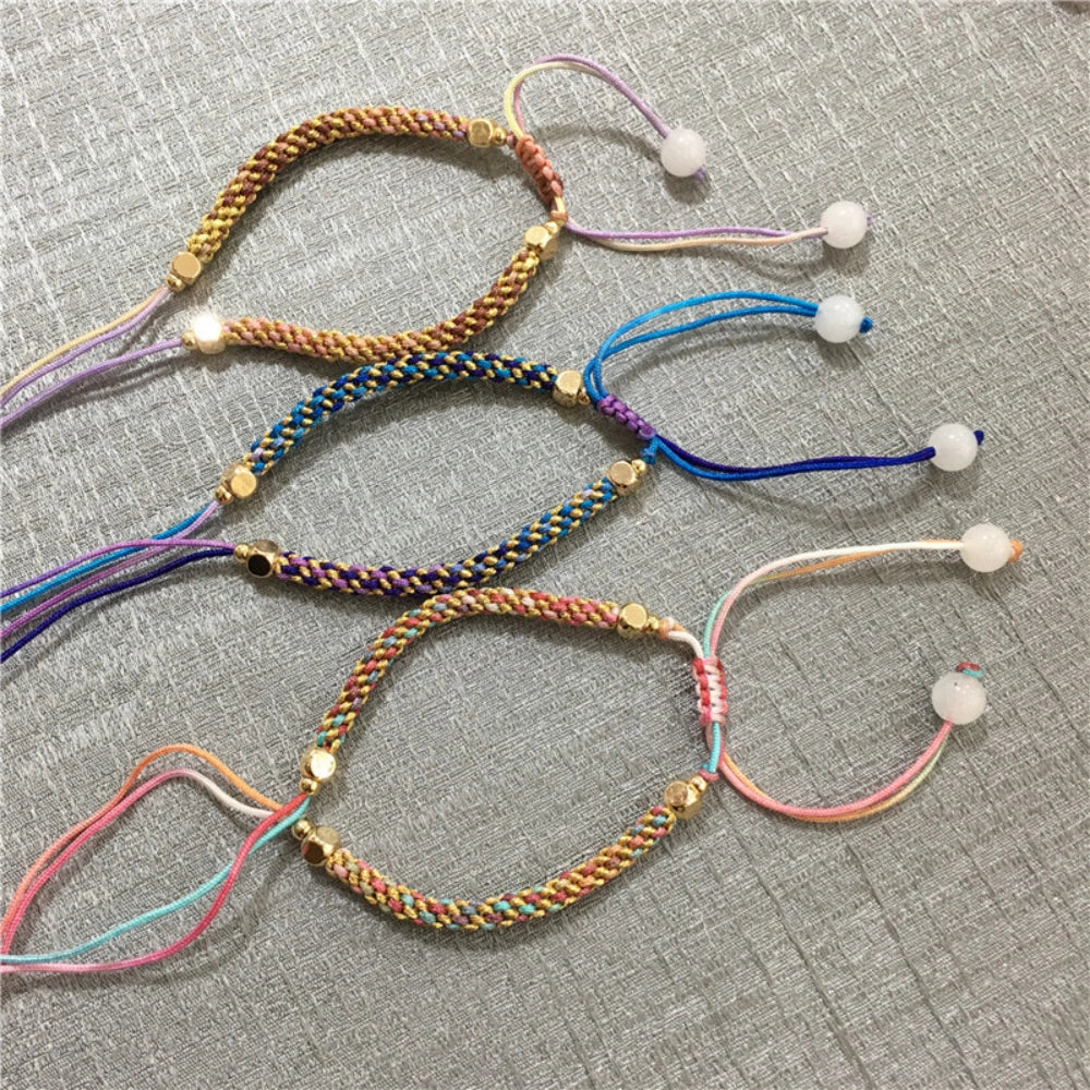 Mulstio Handcrafted Adjustable Cord Bracelet White Jade Spiritual Empowerment Amulet