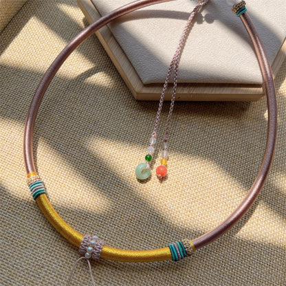 Mulstio Handcrafted Healing Choker Silk Cord Jade Empowering Necklace
