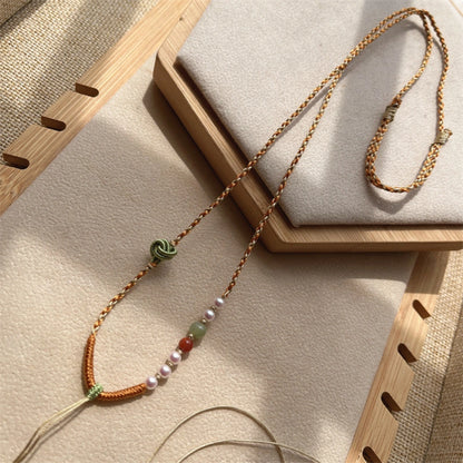 Handmade Jade and Pearl Necklace Cord Spiritual Empowerment Pendant Chain