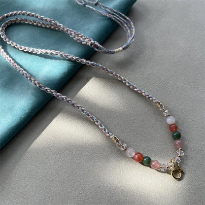 Mulstio Handwoven Yanyuan Agate Healing Crystal Necklace Cord for Women Empowerment