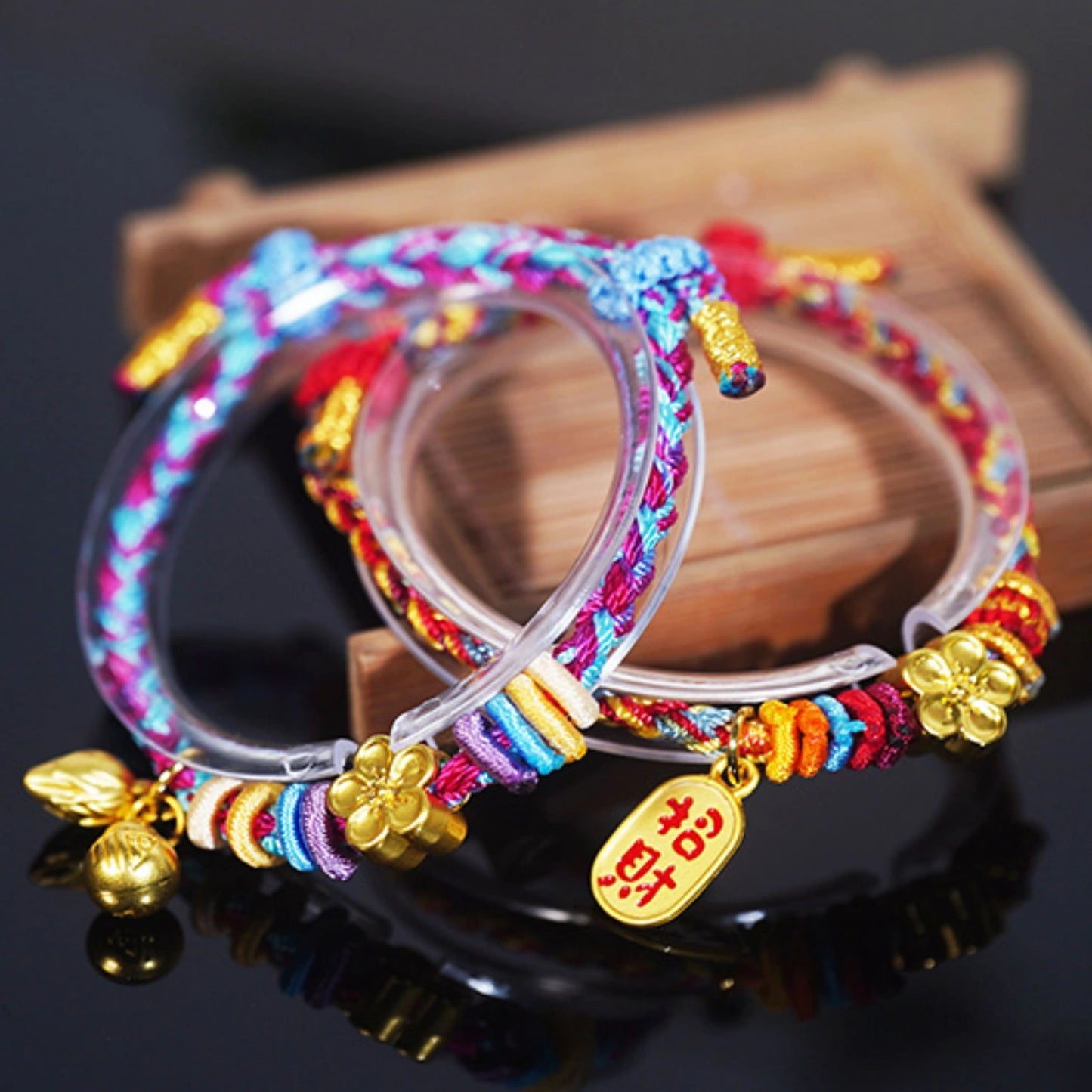 Oriental Knot of Destiny Bracelet - Handcrafted Five-Element Weave with Ancient Gold Charm