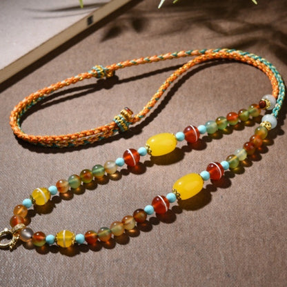 Handcrafted Agate Bead Necklace Protection Amulet Chain Empowerment Jewelry