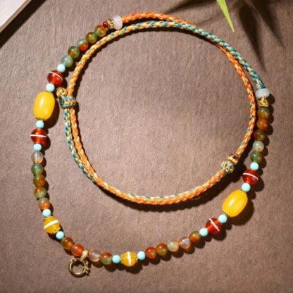 Handcrafted Agate Bead Necklace Protection Amulet Chain Empowerment Jewelry