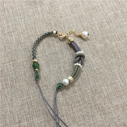 Mulstio Ruyi Knot Pearl Bracelet Hand Woven Spiritual Empowerment Jewelry for Career Growth