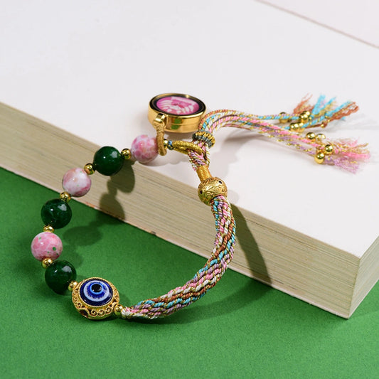 Tibetan Braided Thangka Gau Box Bracelet Evil Eye Protection and Abundance Empowerment Jewelry
