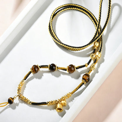 Mulstio Tiger Eye NeoChinese Empowering Crystal Necklace Rope Maillard Style