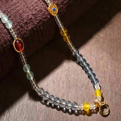 Mulstio Simulated Aquamarine Crystal Necklace Calm Energy Empowerment Bead Chain for Women